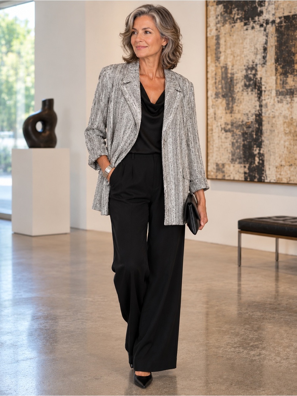 Allie Coosh XL Artwear Textured Open Front Lagenlook Longline Jacket Topper